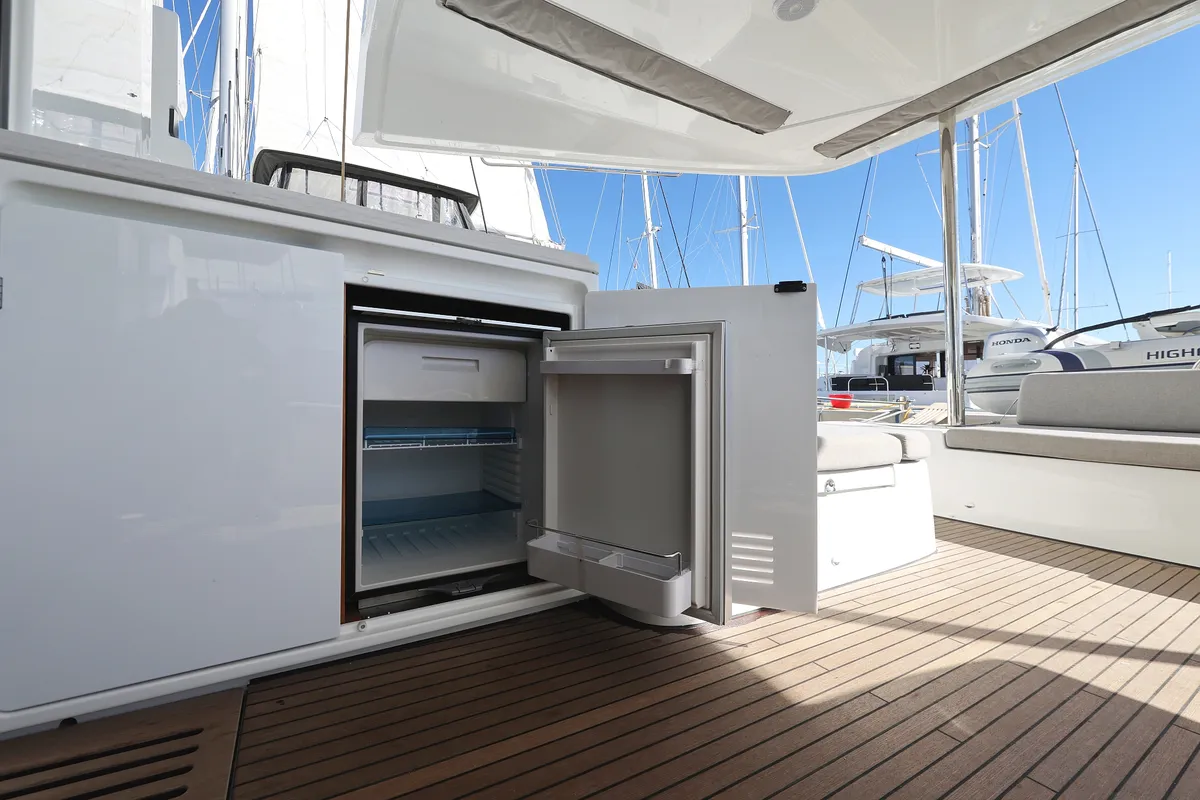 Deck of APOLON, a Lagoon 51 catamaran at Sukošan, Croatia