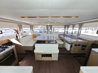 Salon of APOLON, a Lagoon 51 catamaran at Sukošan, Croatia