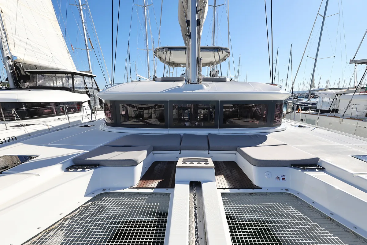 Deck of APOLON, a Lagoon 51 catamaran at Sukošan, Croatia