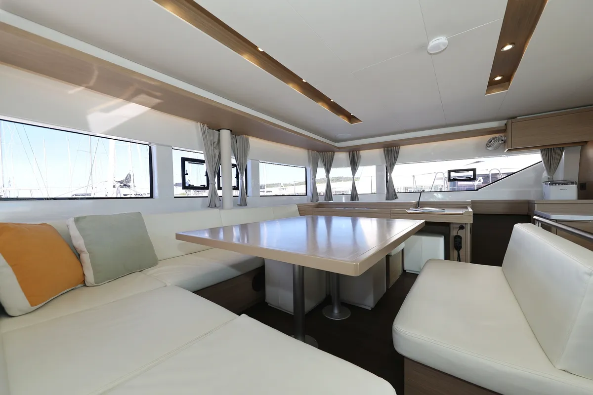 Salon of APOLON, a Lagoon 51 catamaran at Sukošan, Croatia