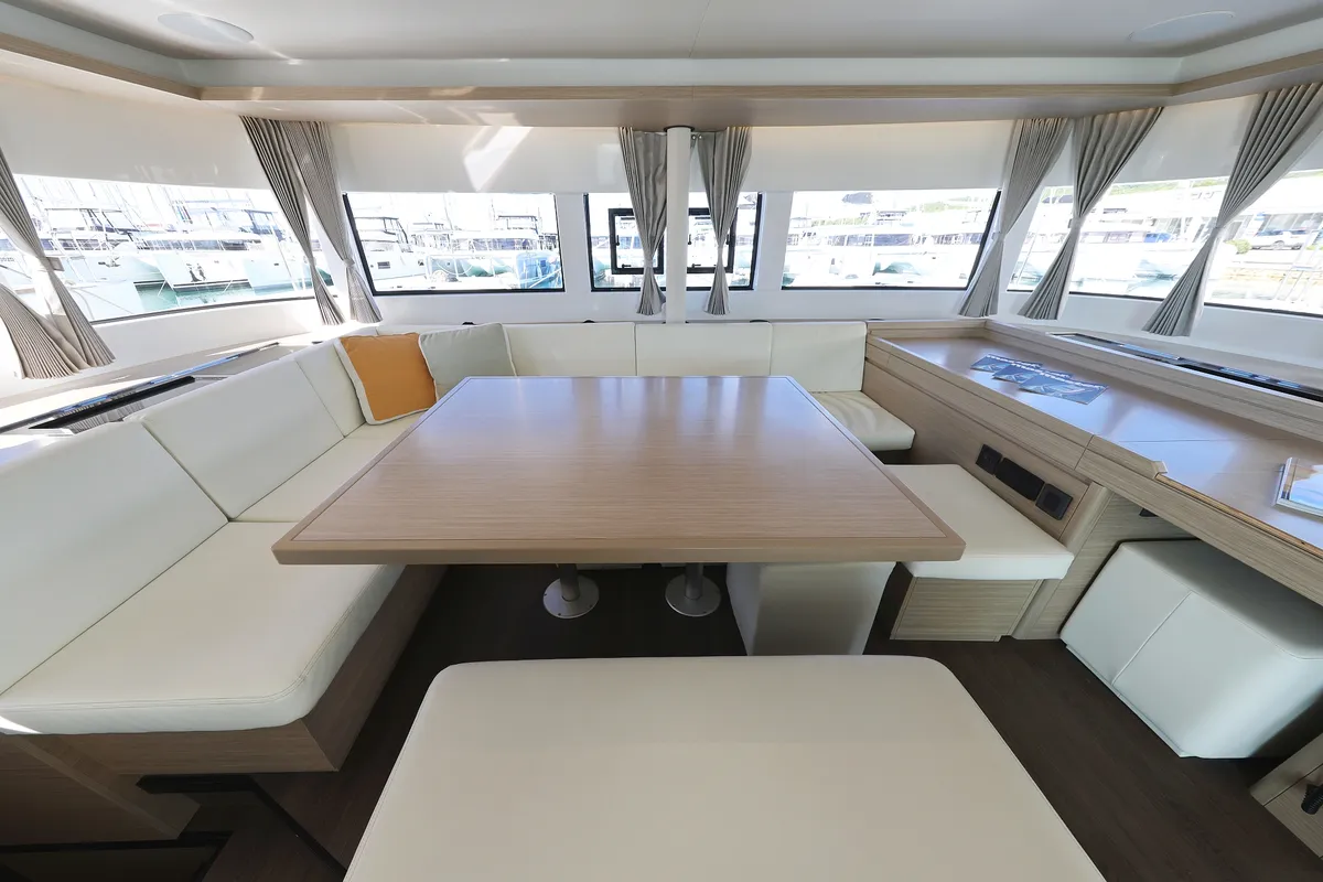Salon of APOLON, a Lagoon 51 catamaran at Sukošan, Croatia