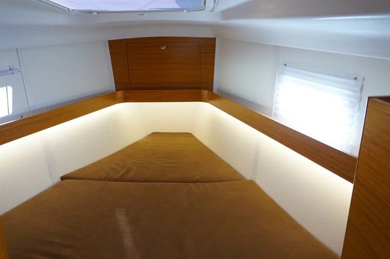Cabin on Alkistis, a Elan Impression 45 sailboat at Kontokali, Greece