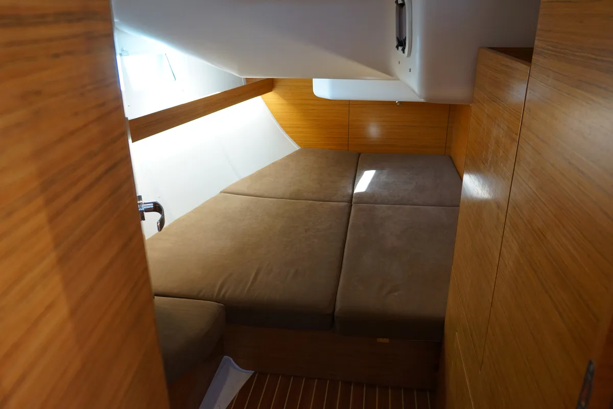 Cabin on Alkistis, a Elan Impression 45 sailboat at Kontokali, Greece