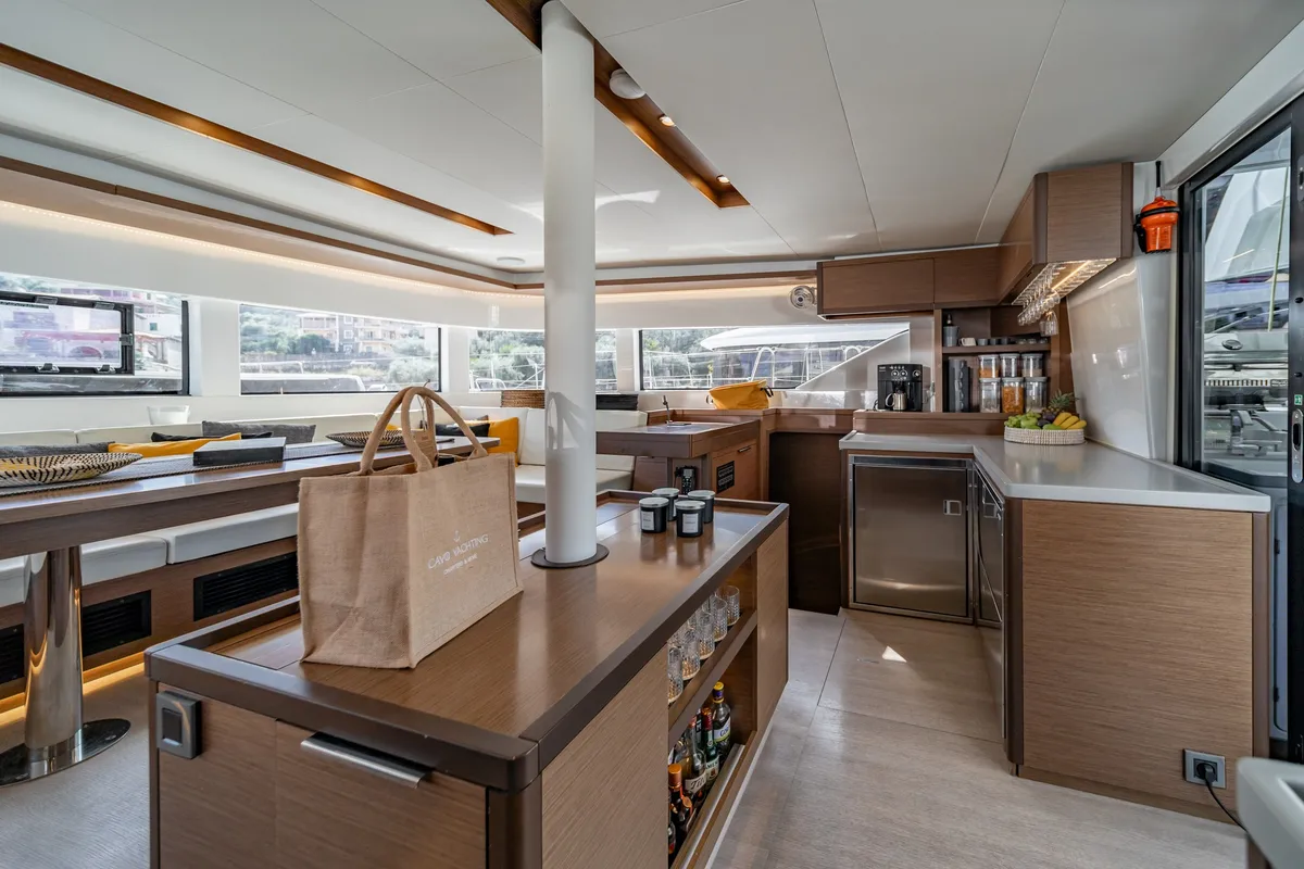 Galley of OZELO, a Lagoon 50 catamaran at Municipal Unit of Lefkada, Greece