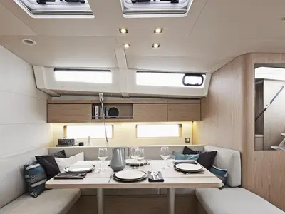 Salon of Beneteau Oceanis 46.1, a sailboat at Procida, Italy
