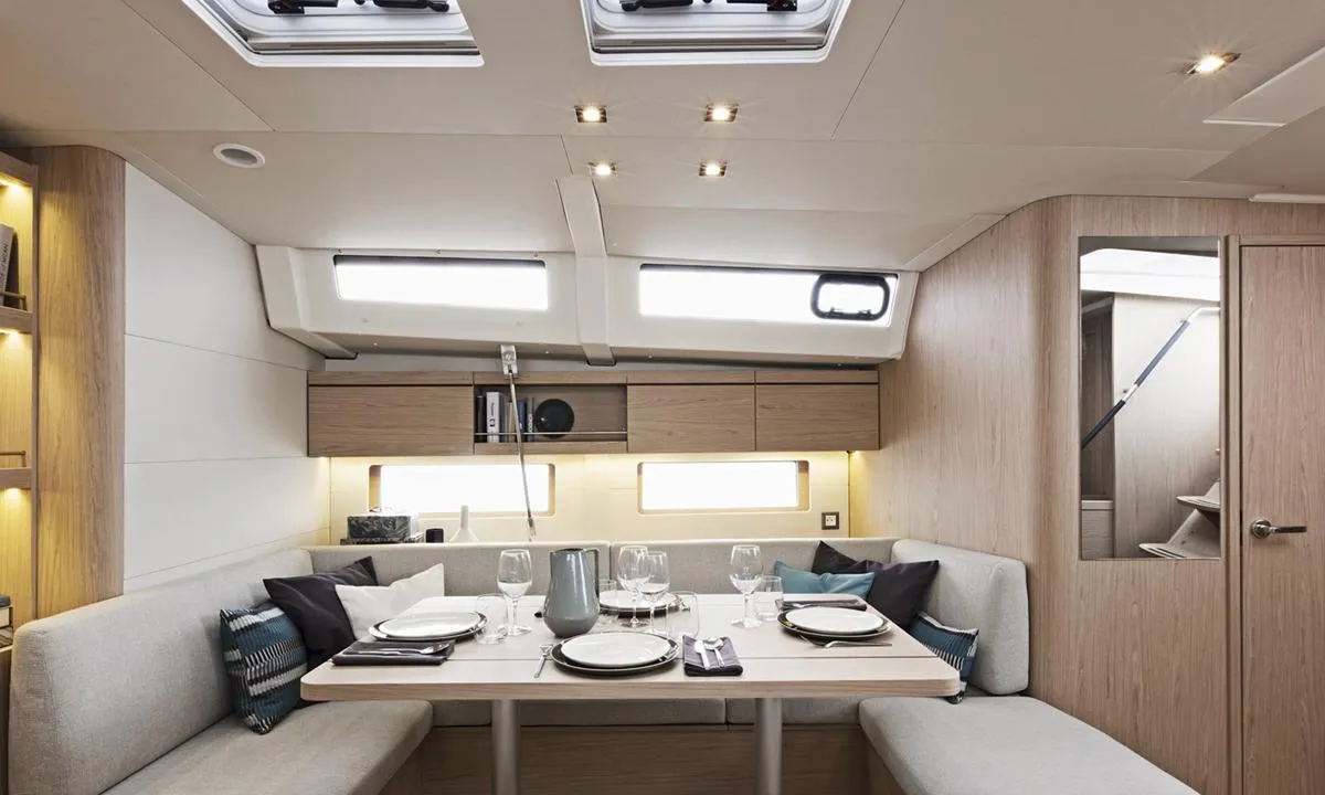 Salon of Beneteau Oceanis 46.1, a sailboat at Procida, Italy