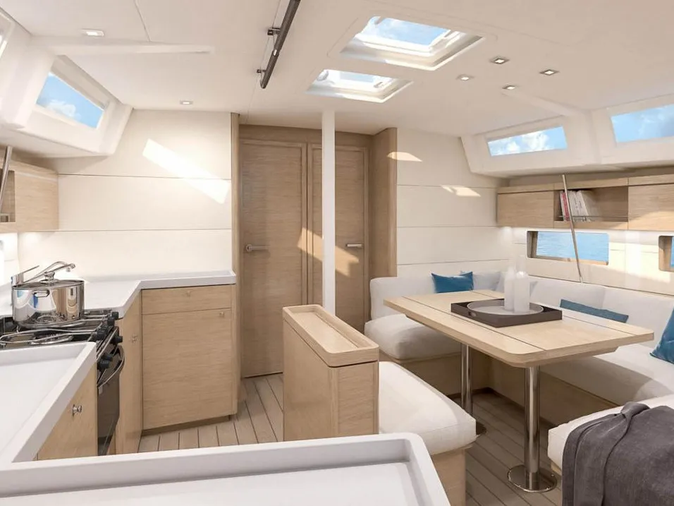 Salon of Beneteau Oceanis 46.1, a sailboat at Procida, Italy