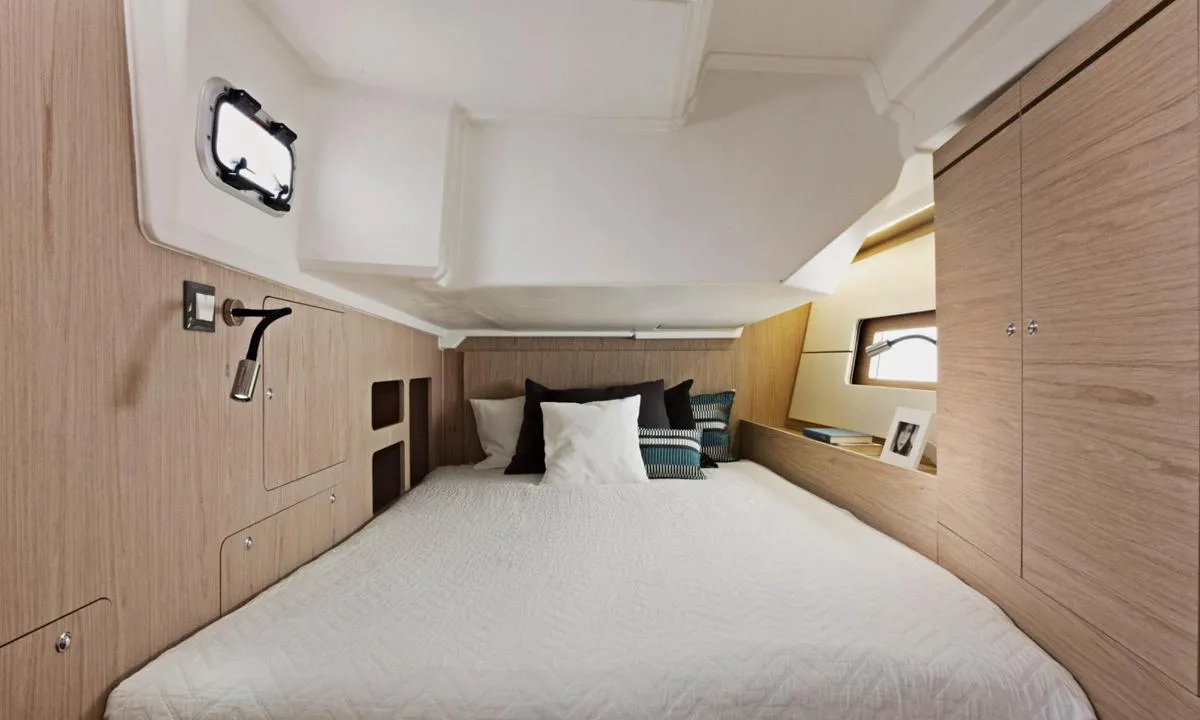Cabin on Beneteau Oceanis 46.1, a sailboat at Procida, Italy