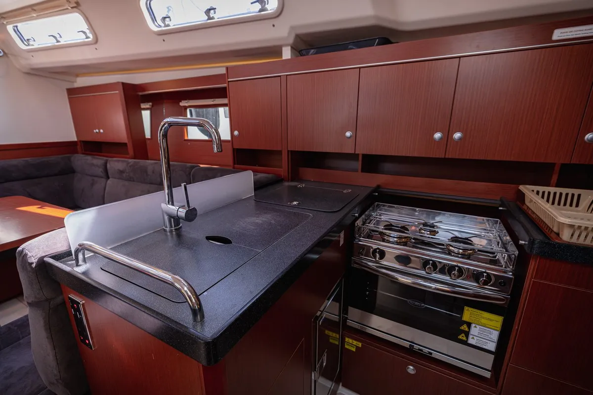 Galley of Diamond, a Hanse 455 sailboat at Seget Donji, Croatia