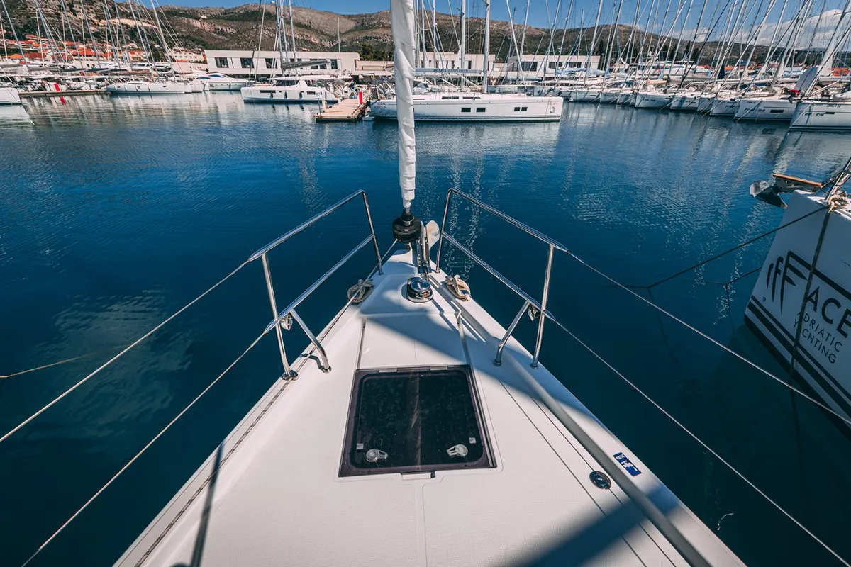 Deck of Diamond, a Hanse 455 sailboat at Seget Donji, Croatia