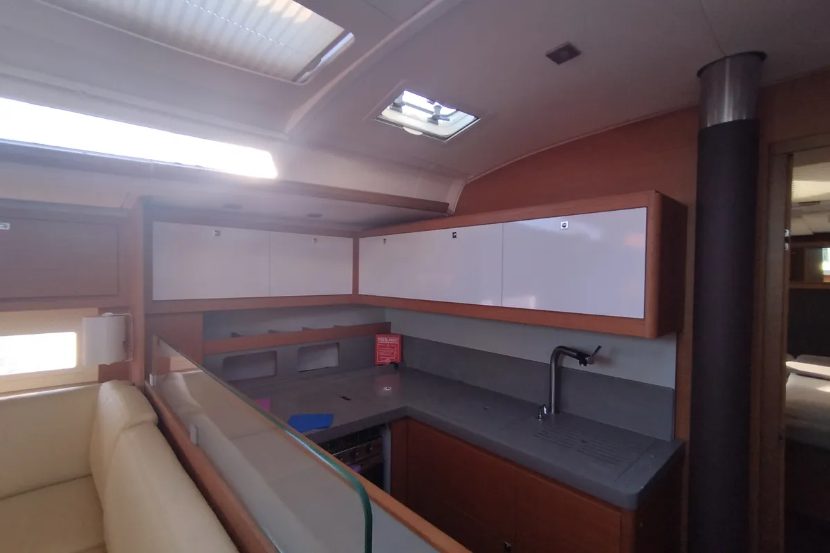 Galley of Rhamnus, a Dufour 530 sailboat at Olbia, Italy