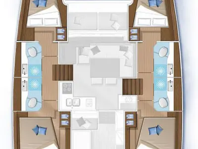 Floor plan of Miber Aries, a Lagoon 40 catamaran at Fethiye, Turkey
