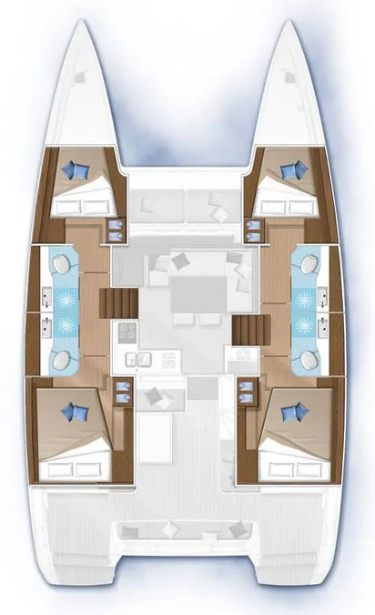 Floor plan of Miber Aries, a Lagoon 40 catamaran at Fethiye, Turkey