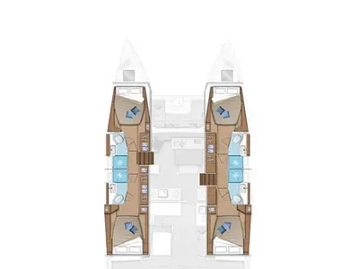 Floor plan of My Elli, a Lagoon 46 catamaran at Sant Antoni de Portmany, Spain