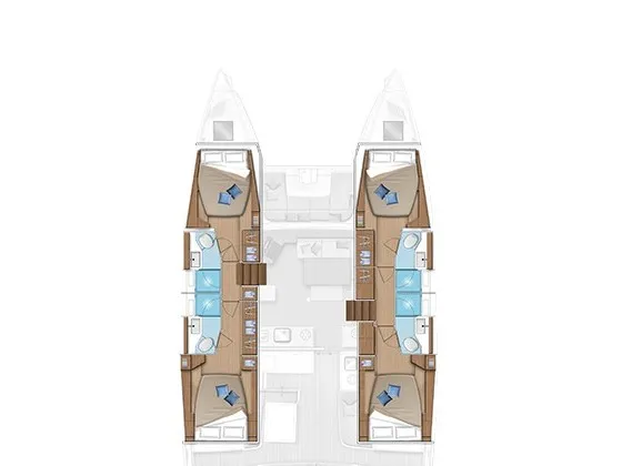 Floor plan of My Elli, a Lagoon 46 catamaran at Sant Antoni de Portmany, Spain