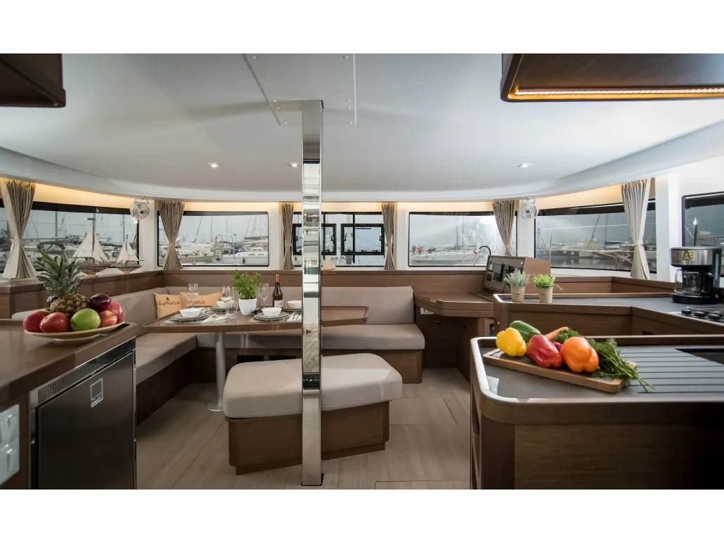 Salon of Euphoria, a Lagoon 42 catamaran at Municipal Unit of Lefkada, Greece