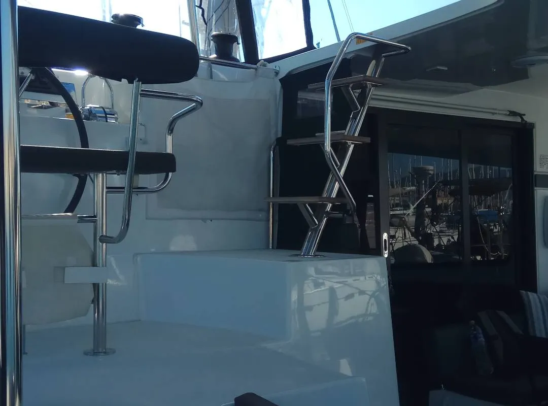 Cockpit of Euphoria, a Lagoon 42 catamaran at Municipal Unit of Lefkada, Greece