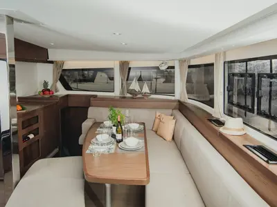Salon of Euphoria, a Lagoon 42 catamaran at Municipal Unit of Lefkada, Greece