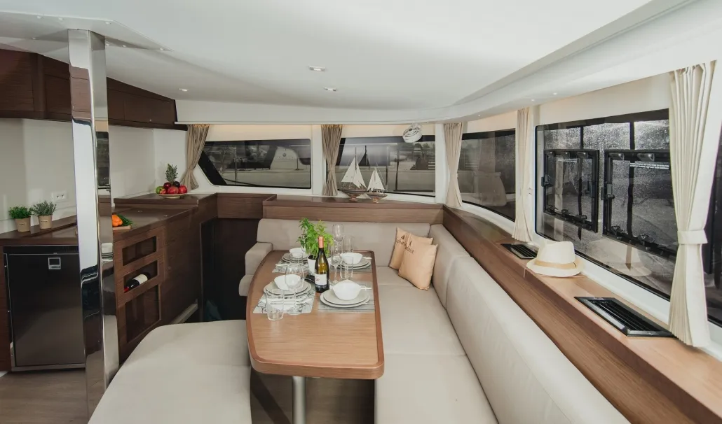 Salon of Euphoria, a Lagoon 42 catamaran at Municipal Unit of Lefkada, Greece