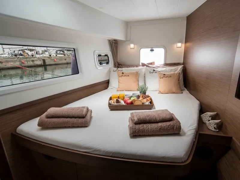 Cabin on Euphoria, a Lagoon 42 catamaran at Municipal Unit of Lefkada, Greece