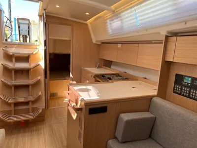 Galley of Sofia, a Bavaria C42 sailboat at Kontokali, Greece