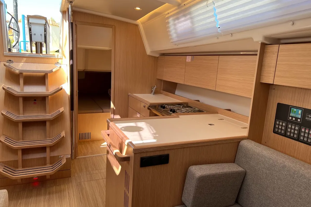 Galley of Sofia, a Bavaria C42 sailboat at Kontokali, Greece