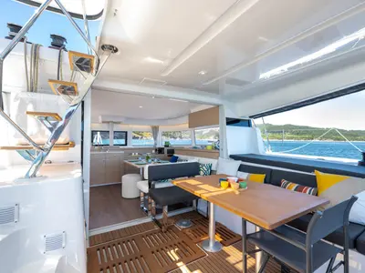 Deck of Premium, a Lagoon 43 catamaran at Trapani, Italy