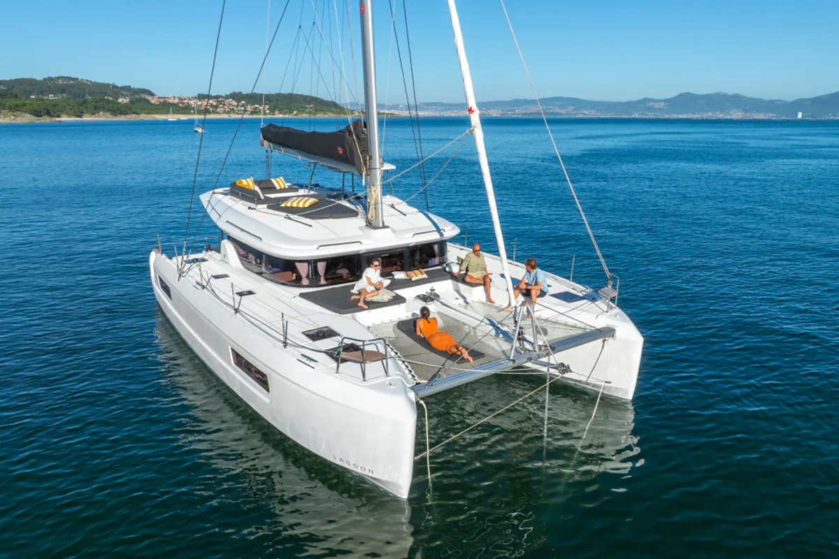 Exterior view of Premium, a Lagoon 43 catamaran at Trapani, Italy