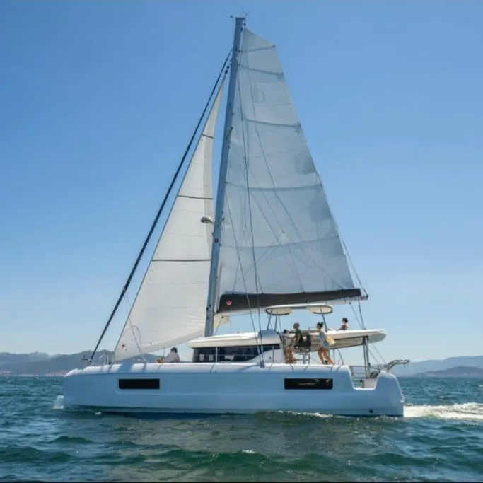 Exterior view of Premium, a Lagoon 43 catamaran at Trapani, Italy