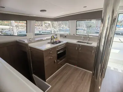 Galley of Nanann, a Bali 4.4 catamaran at Road Town, British Virgin Islands