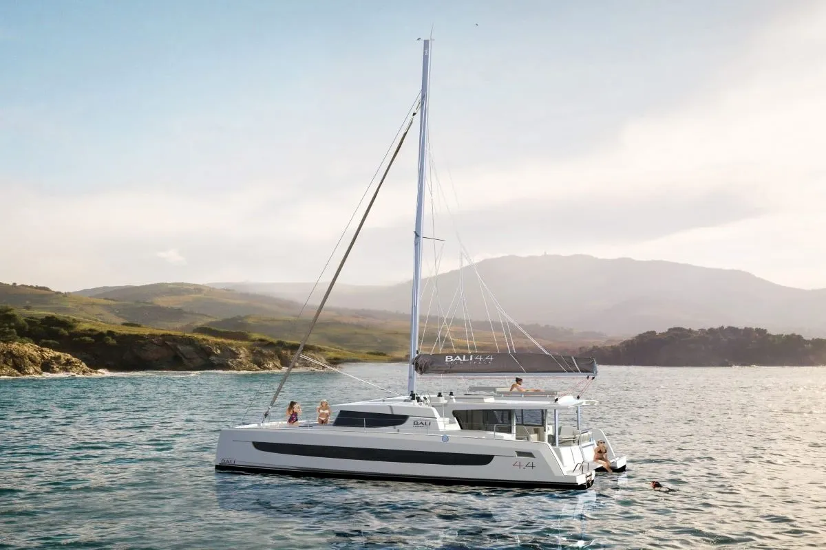 Exterior view of Nanann, a Bali 4.4 catamaran at Road Town, British Virgin Islands