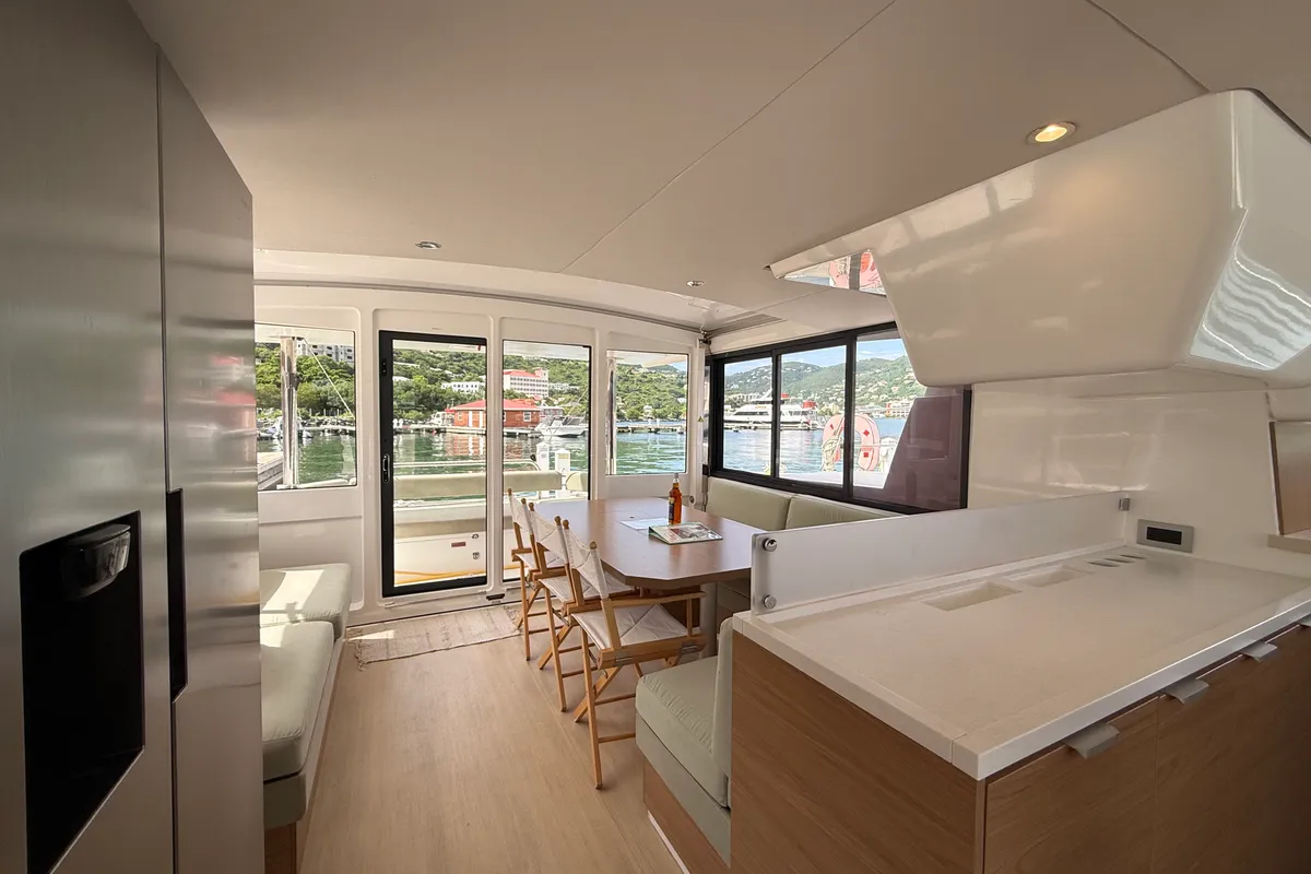 Salon of Nanann, a Bali 4.4 catamaran at Road Town, British Virgin Islands