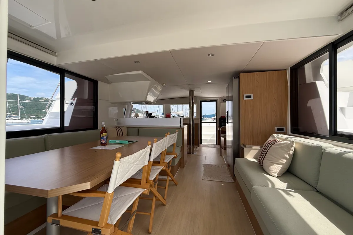 Salon of Nanann, a Bali 4.4 catamaran at Road Town, British Virgin Islands