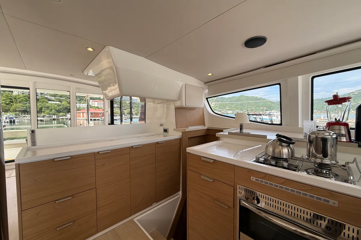Galley of Nanann, a Bali 4.4 catamaran at Road Town, British Virgin Islands