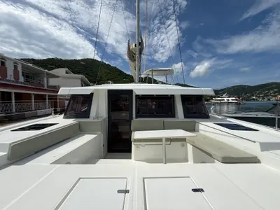 Deck of Nanann, a Bali 4.4 catamaran at Road Town, British Virgin Islands
