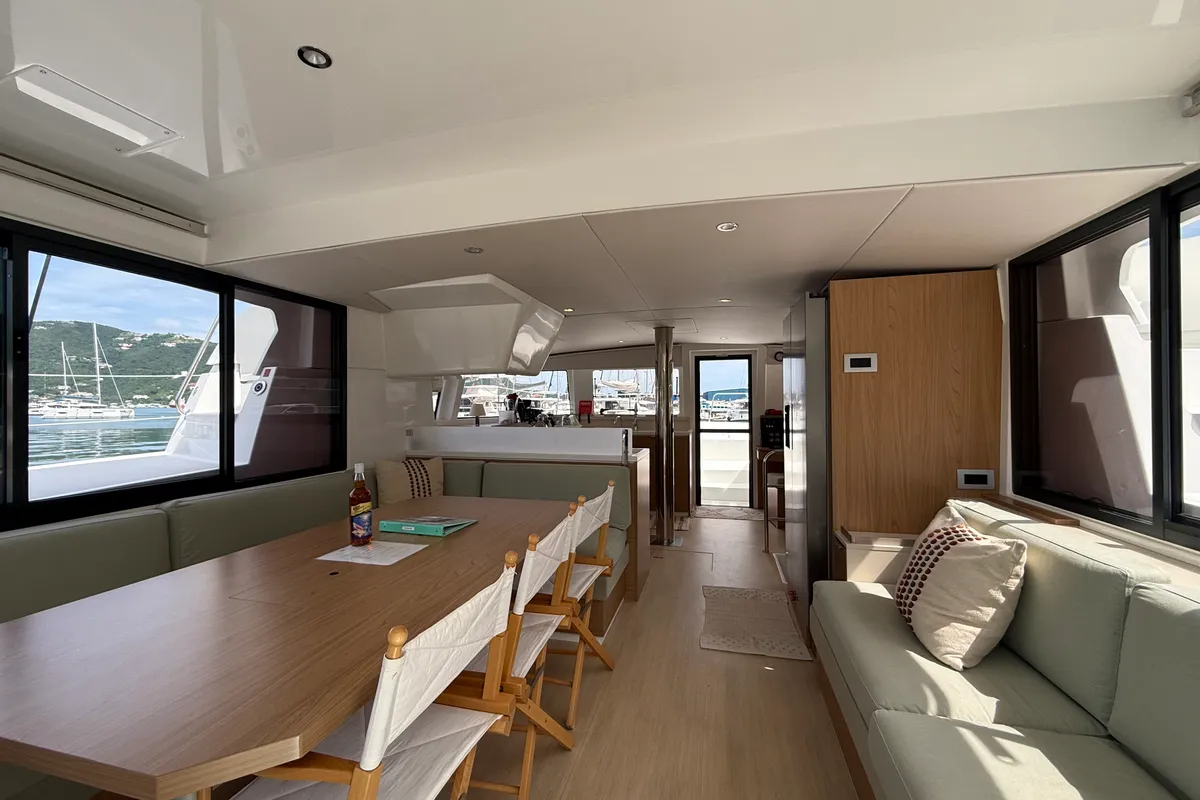 Salon of Nanann, a Bali 4.4 catamaran at Road Town, British Virgin Islands