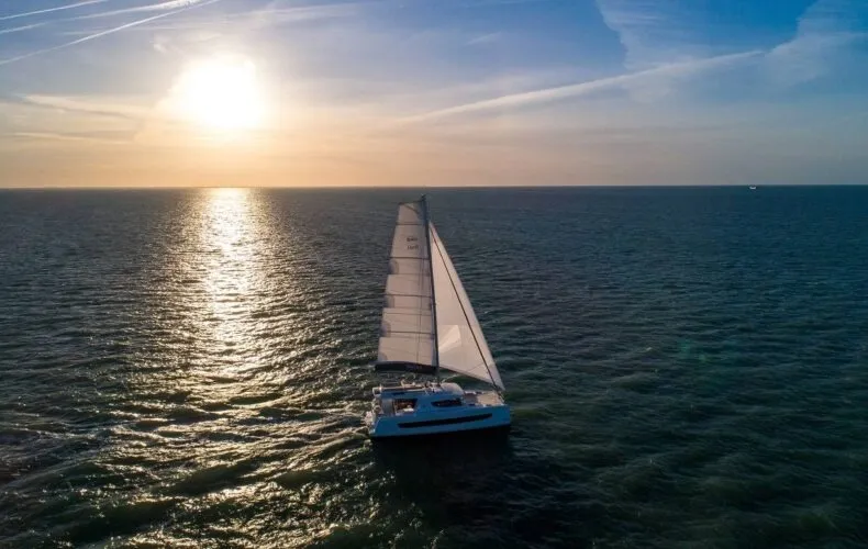 Exterior view of Nanann, a Bali 4.4 catamaran at Road Town, British Virgin Islands