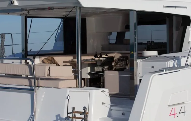 Deck of Nanann, a Bali 4.4 catamaran at Road Town, British Virgin Islands