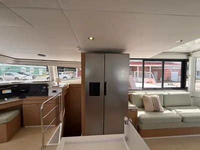 Salon of Nanann, a Bali 4.4 catamaran at Road Town, British Virgin Islands