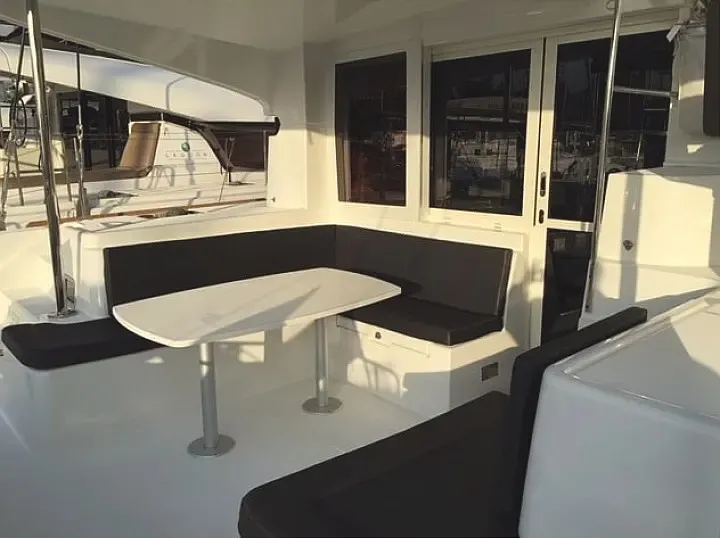Deck of AF-LAG40AN, a Lagoon 40 catamaran at Athens, Greece