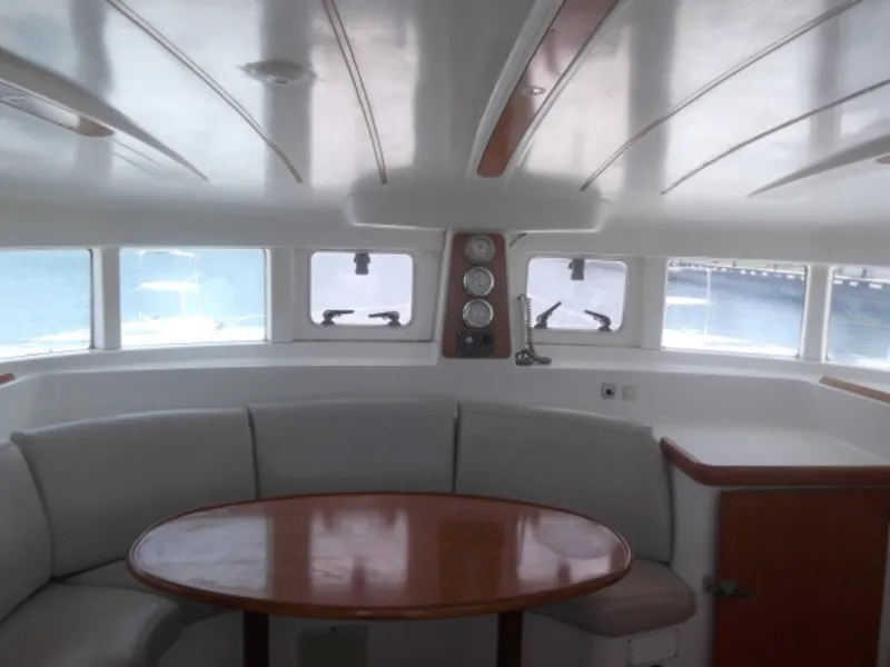 Salon of Magnifique, a Lagoon 380 catamaran at Cienfuegos, Cuba