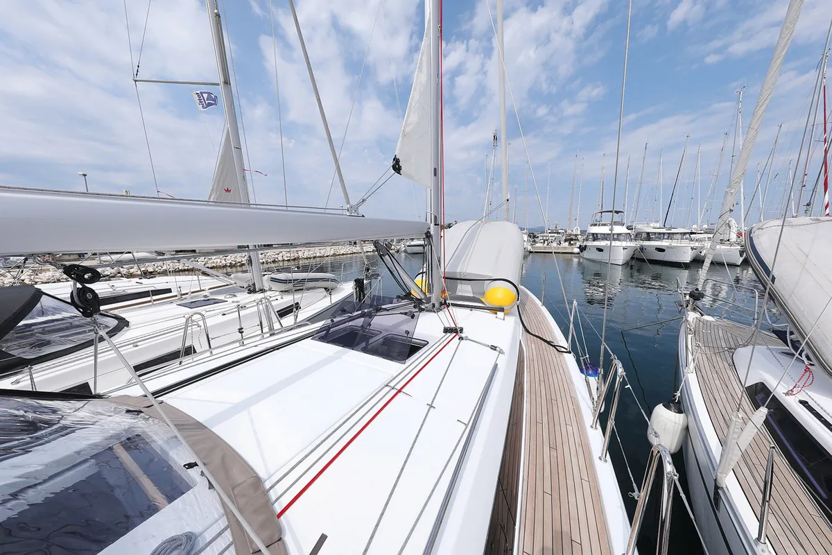 Deck of Beauty, a Jeanneau Sun Odyssey 410 sailboat at Grad Biograd na Moru, Croatia