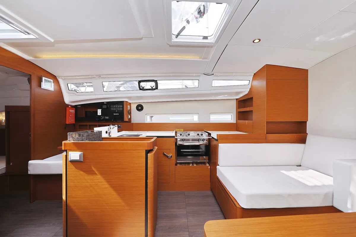Galley of Beauty, a Jeanneau Sun Odyssey 410 sailboat at Grad Biograd na Moru, Croatia