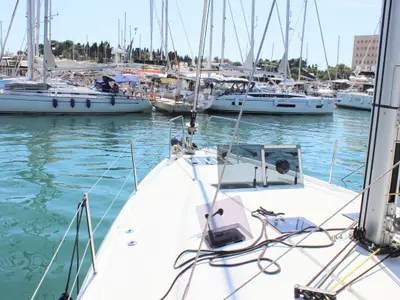 Deck of Jeanneau Sun Odyssey 490, a sailboat at Split, Croatia