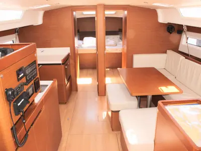 Salon of Jeanneau Sun Odyssey 490, a sailboat at Split, Croatia