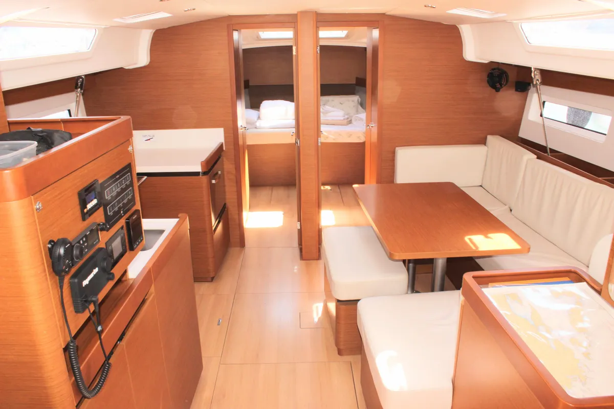 Salon of Jeanneau Sun Odyssey 490, a sailboat at Split, Croatia