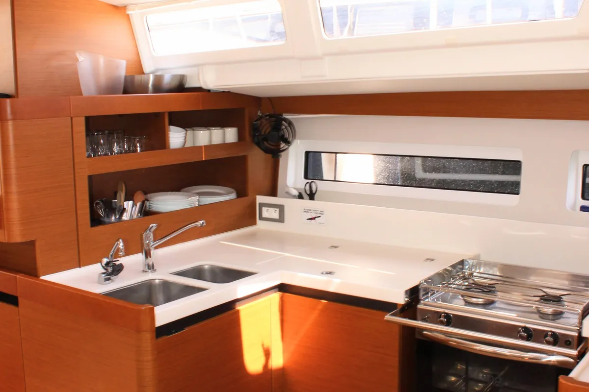 Galley of Jeanneau Sun Odyssey 490, a sailboat at Split, Croatia