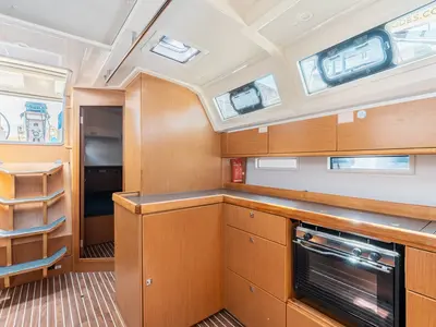 Galley of Melodia, a Bavaria Cruiser 46 sailboat at Rhodes, Greece