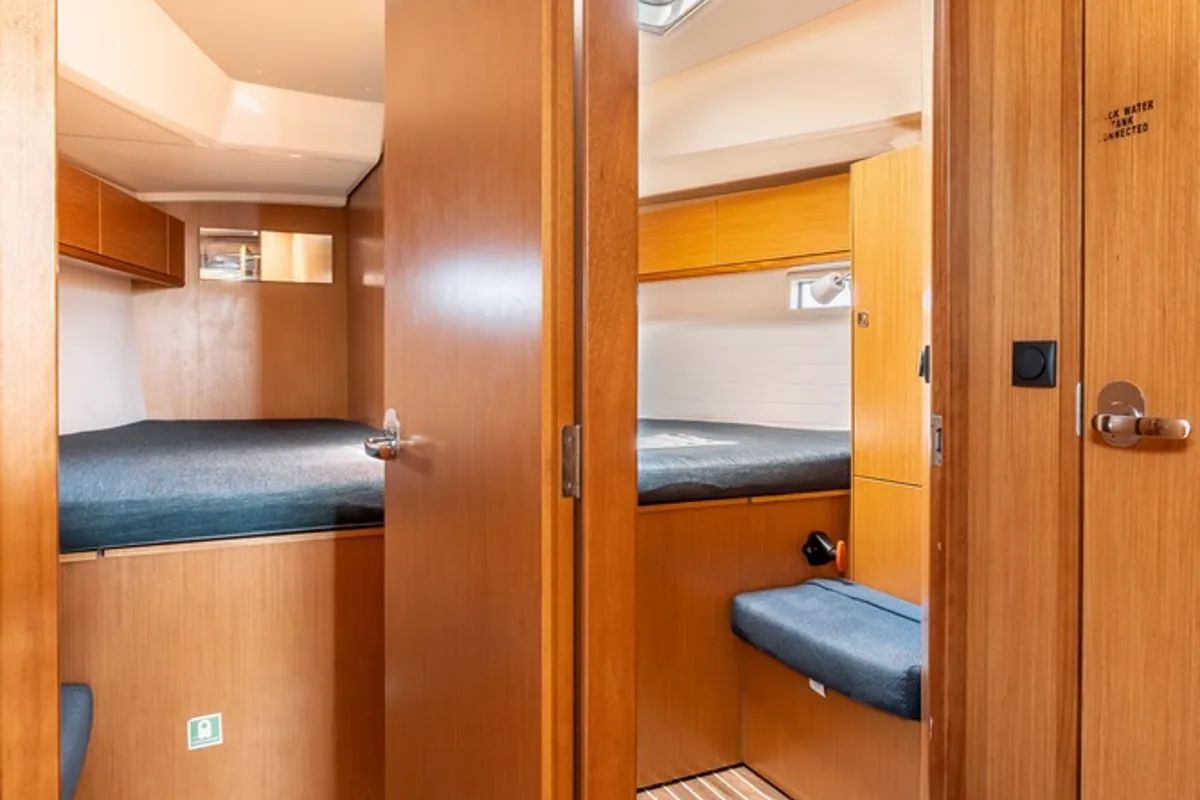 Salon of Melodia, a Bavaria Cruiser 46 sailboat at Rhodes, Greece