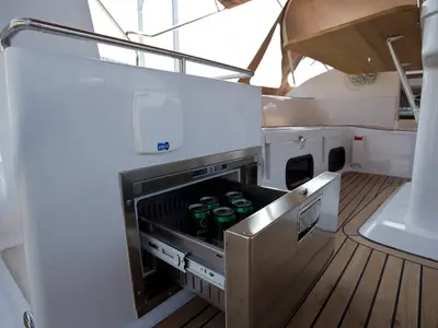 Deck of Vuschi, a Elan Impression 50 sailboat at Punat, Croatia